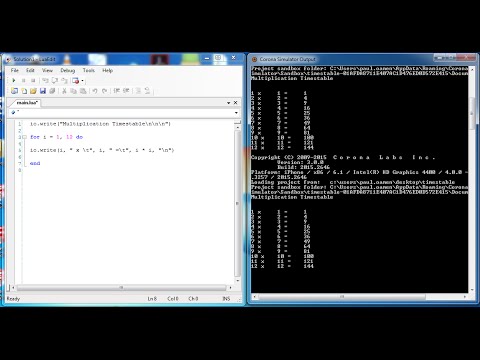 How to Create Multiplication Timetable in Lua Program using Corona Simulator