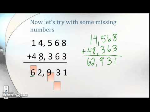 Addition using the standard algorithm and missing values