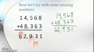 Addition using the standard algorithm and missing values