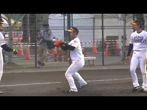 #37 ゴールデングラブ賞 今宮健太選手の送球練習　  宮崎春季ｷｬﾝﾌﾟ