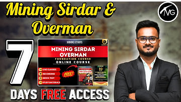 Mining Sirdar & Overman Exam Preparation | Foundation Course Online | FREE for 7 Days | Mining Gyan