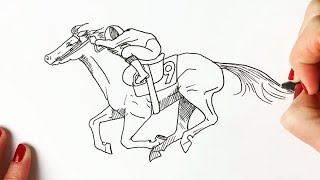 How to draw a racehorse and jockey easy