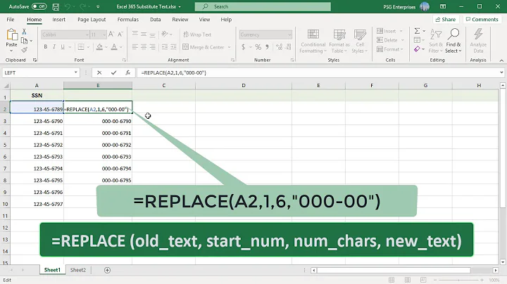 How to Replace text in a string in Excel using REPLACE function - Office 365