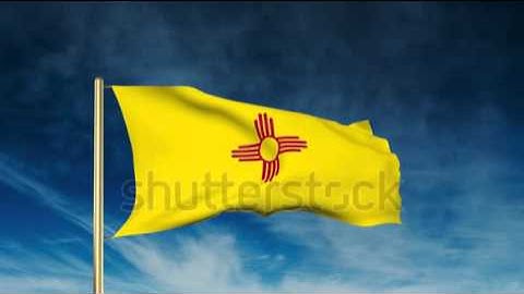 new mexico flag slider style. Waving in the win with cloud background animation Stock video by