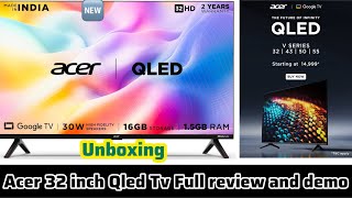 New Acer 32 inch V Series HD Ready Smart QLED Google TV AR32GR2841VQD Unboxing and review 2023