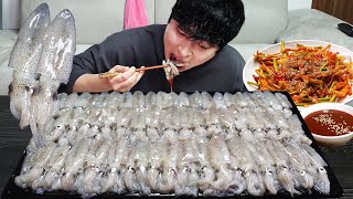 제철 꼴뚜기회엔 소주 못참지...🦑 (Ft.회무침) 호래기회 혼술 리얼먹방 Raw Baby squid MUKBANG ASMR REALSOUND EATINGSHOW