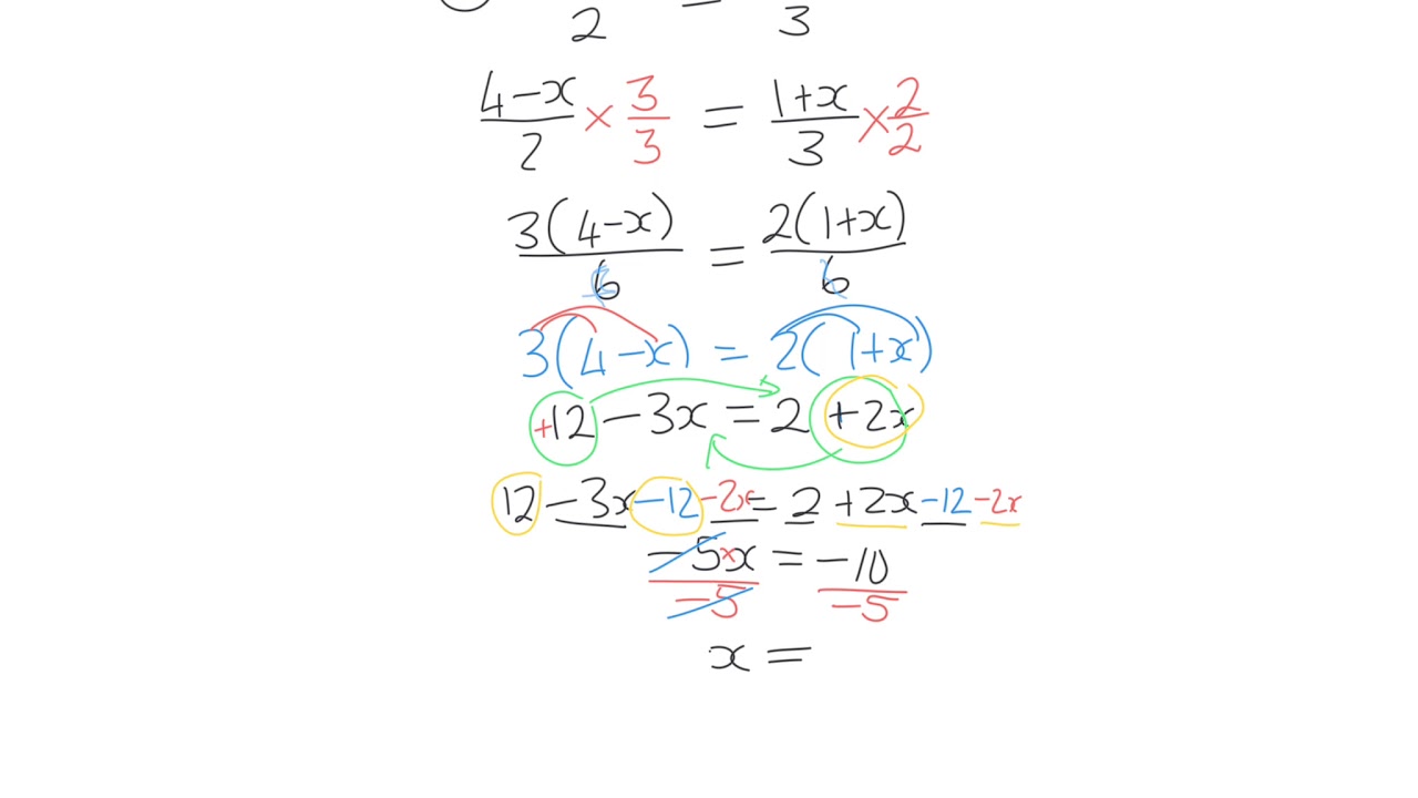 Linear Equations Fractions - YouTube