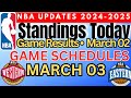 NBA Standings &amp; Game Result Today | March 02, 2025 #nba #standings #games #results schedule
