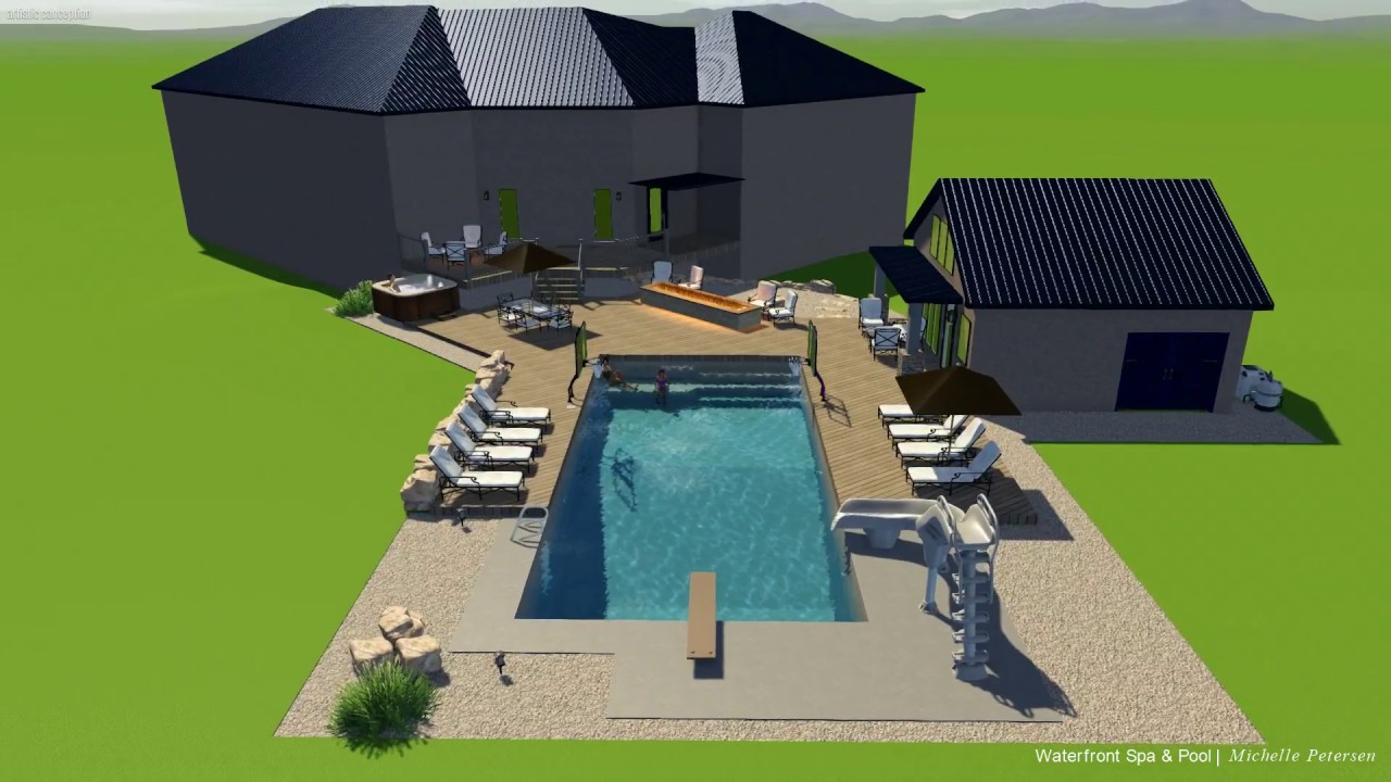 Waterfront Spa & Pool design 20x44 relocate - YouTube