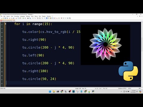 Kunst mit Python Turtle 01 erstellen: Eine bunte Blume!