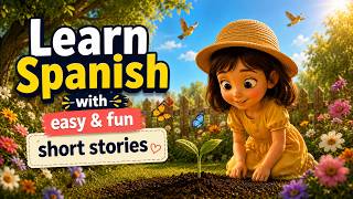 Learn Spanish with easy fun short stories Spanish shadowing Practice level A1-A2 The seed