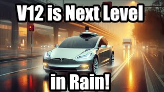 Tesla Supervised Self Driving V12.3.3 Mastering Unprotected Lefts in Rain: Auto Wipers FINALLY WORK