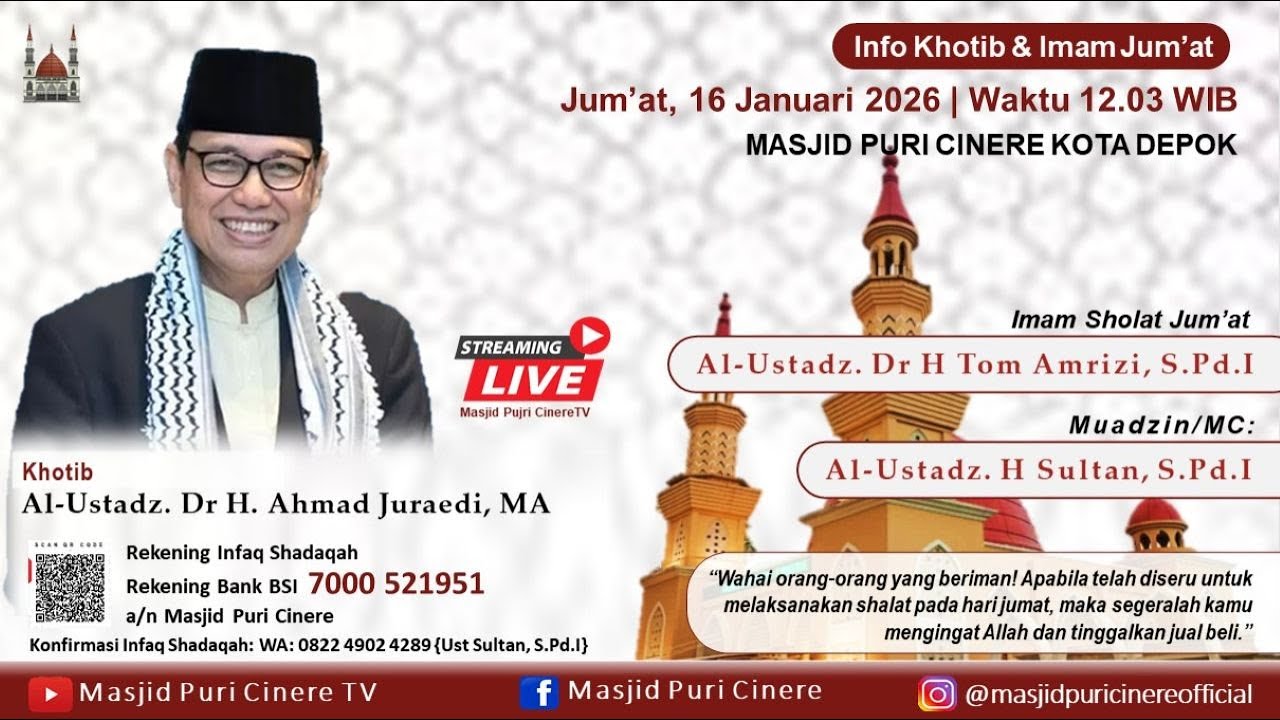 🔴 [LIVE] KHUTBAH & SHALAT JUMAT | Khatib :  Al Ustadz Dr H Ahmad Juraedi
