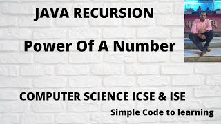 Java Program To Calculate The Power Using Recursion(Hindi)