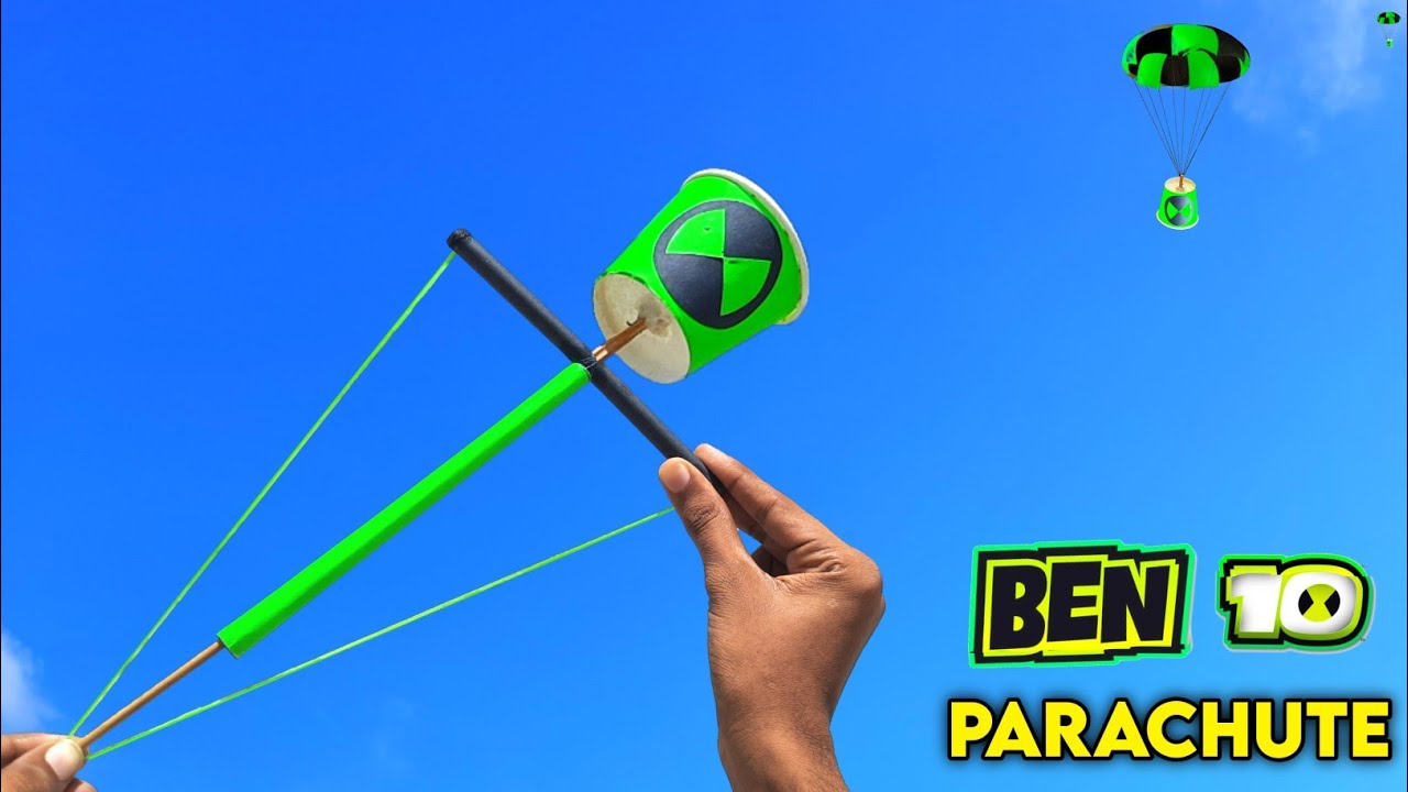 How to make BEN 10 Parachute launcher DIY throw parachute ,how to