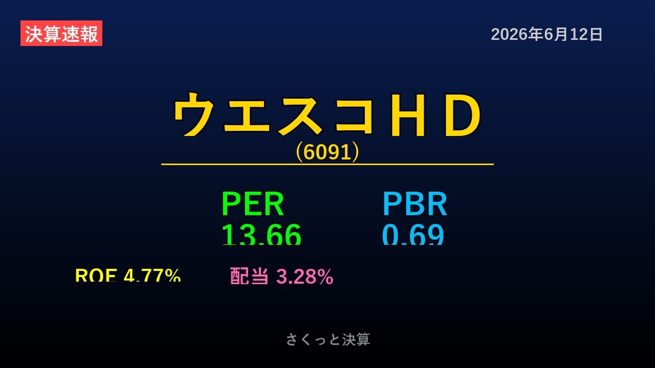 6091】ウエスコHD 2026年6月12日 決算サマリー - YouTube
