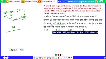 A and B can together finish a work in 30 days. They worked together for 20 days and then B left.