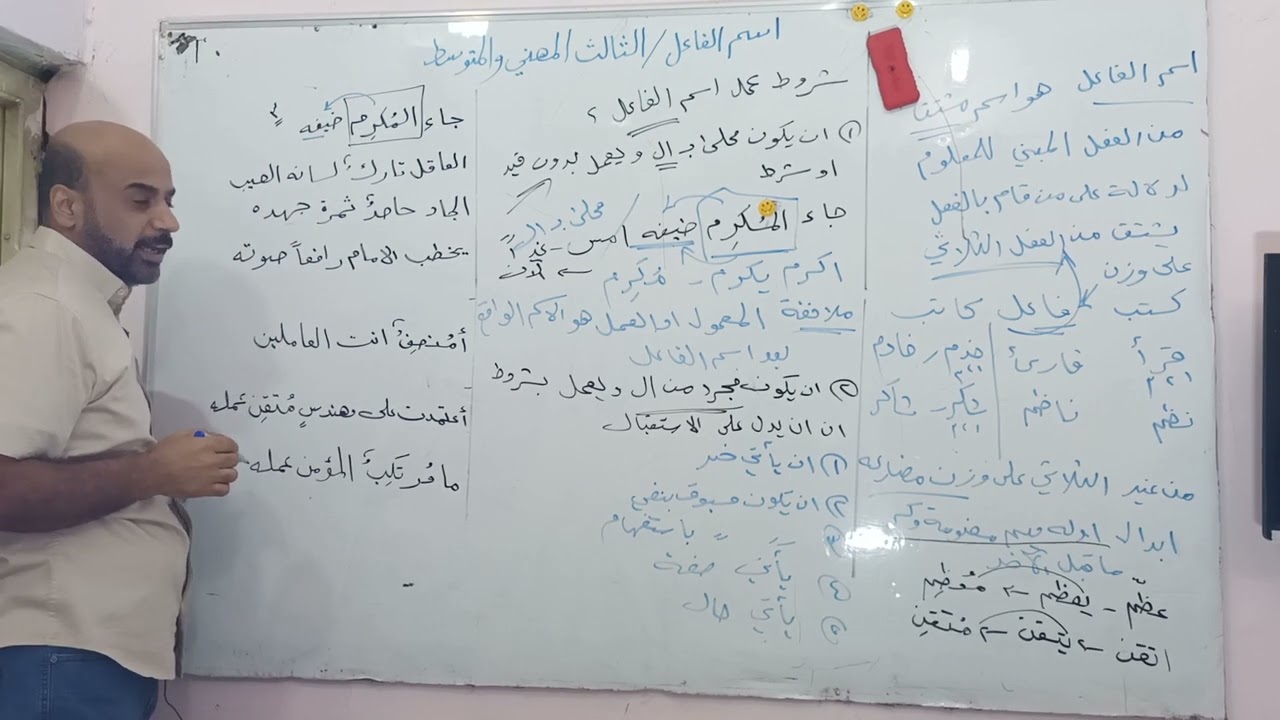 اسم الفاعل وعمله ص١٤ _الثالث المهني _ تجارة ، صناعة، تمريض