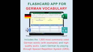 German Vocabulary Flashcards | Excel App | 1,500 Most Common German Words with Audio + Examples