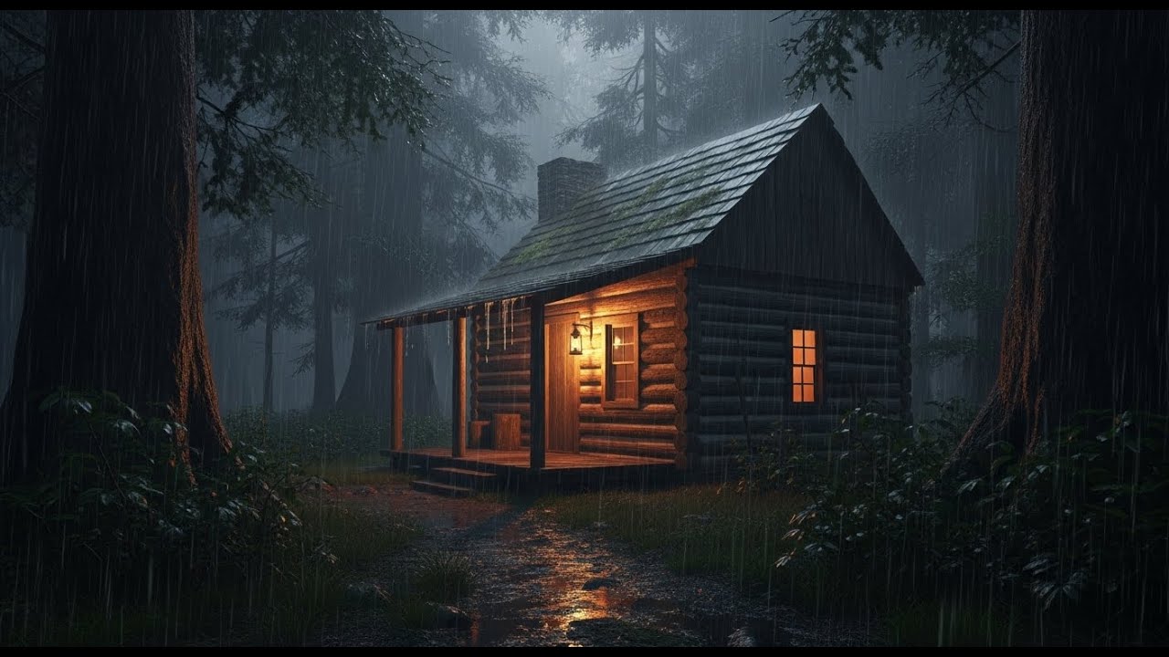 Cozy Cabin Rain in the Woods 🌧️ Gentle Rain Sounds for Deep Sleep ...