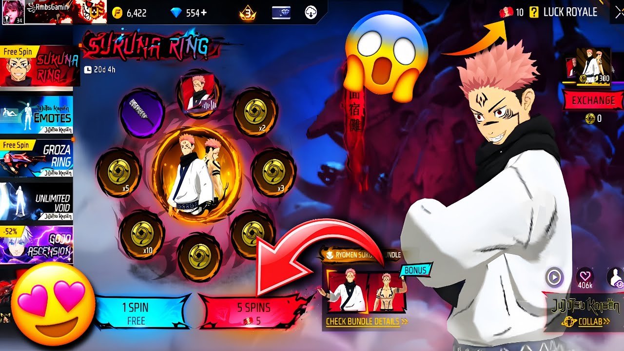 Free Fire Sukuna Ring Event Spin 😱 | New Ring Event | Free Fire New Event 