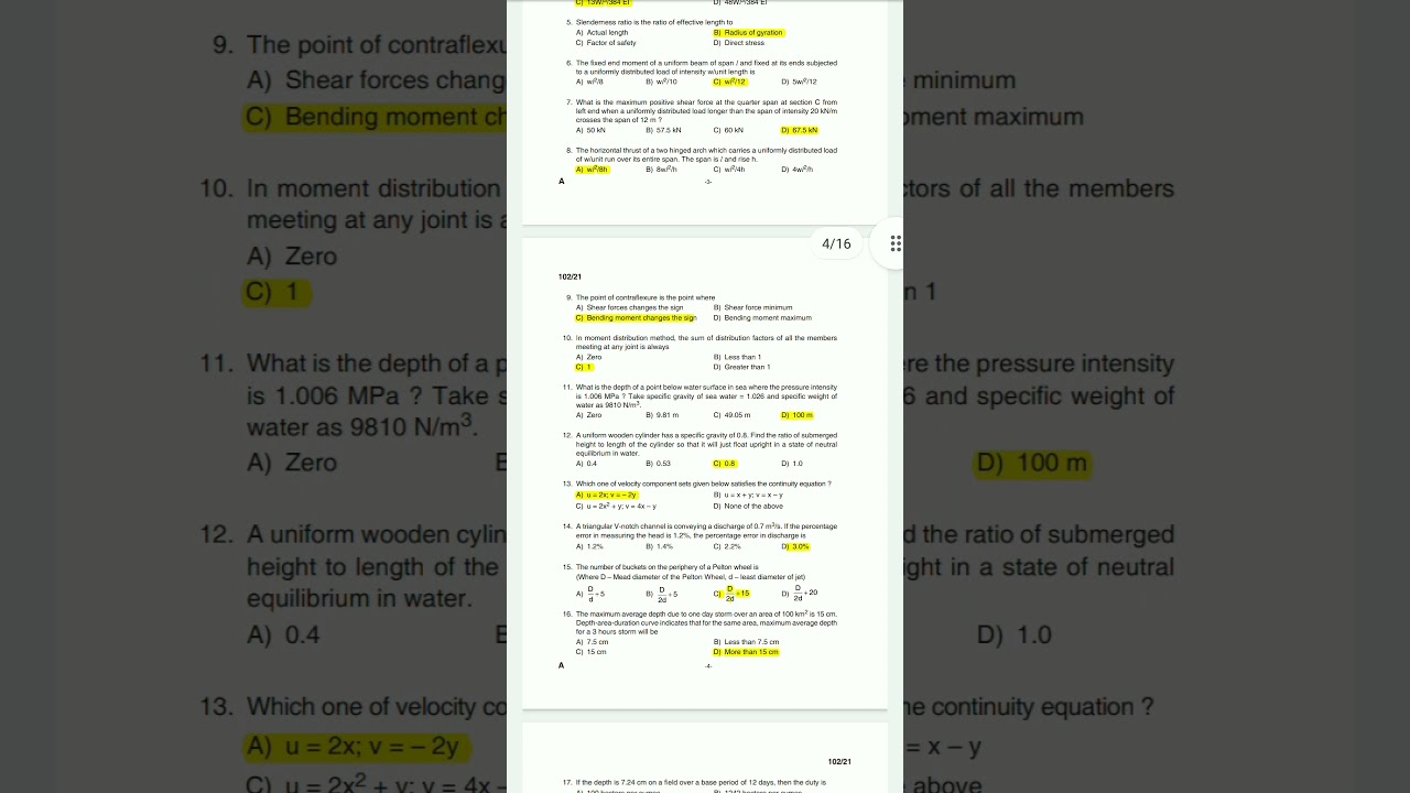 Assistant Engineer LSGD,KSEB,KTDC,KSHB | Provisional Answer Key | Code A | 28.10.2021 | Q1 to Q40
