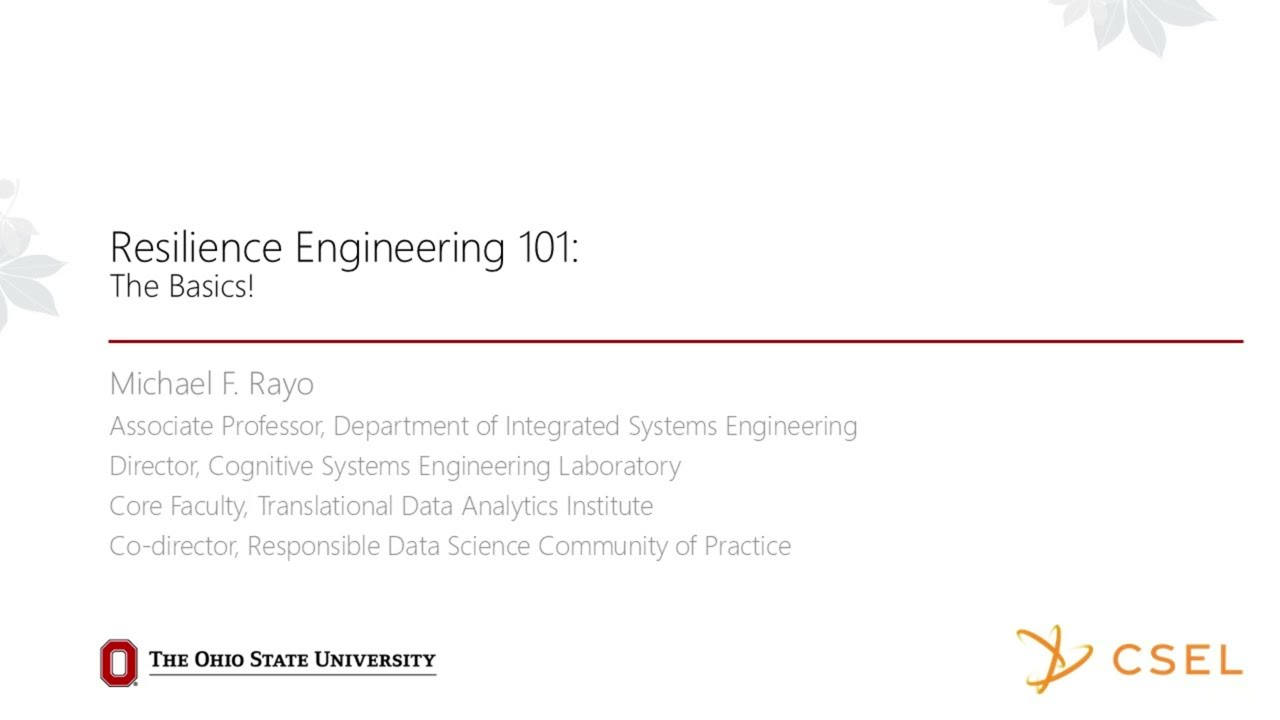 IEA Webinar #60 Introduction to Resilience Engineering