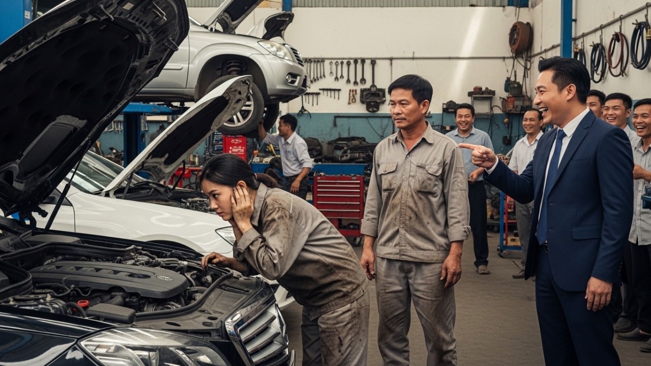 Ông Chủ Cười Nhạo Con Gái Người Thợ Máy — Nhưng Chỉ Một Cú Vặn Đã Thay Đổi Tất Cả.