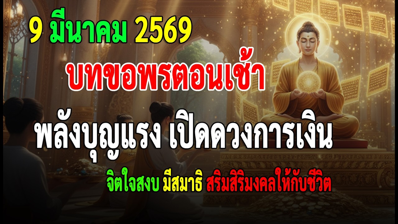 วัน 9 มีนาคม 2569 บทขอพรตอนเช้า เริ่มต้นวันใหม่ เพื่อให้จิตใจสงบ มีสมาธิ และเสริมสิริมงคลให้กับชีวิต