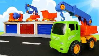 Les véhicules d'assistance en français. Vidéo pour les petits sur une voiture de construction