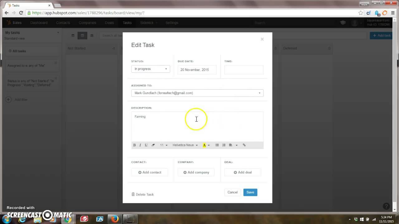 Real Estate CRM using HubSpot Video 3: Creating Tasks