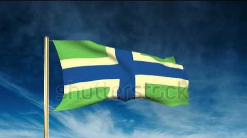 Gloucestershire flag slider style. Waving in the win with cloud background animation Stock video by