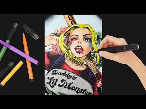 harley-quinn:-birds-of-prey-|-fast-coloring-pages-|-color-therapy-|-satisfying-video-|-gameofcolors
