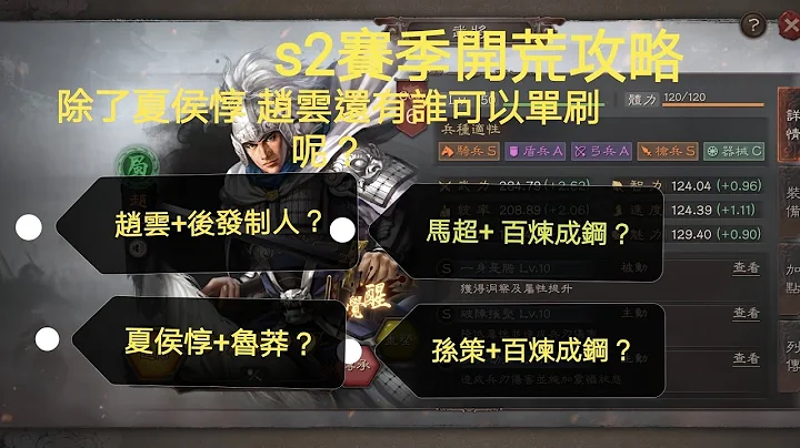 三国志战略版 s2赛季开荒攻略 除了夏侯惇 赵云还有谁可以单刷呢？ - 天天要闻