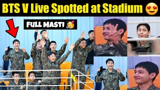 BTS V Live Spotted at Stadium 😍| BTS V Enjoy Soccer Match with Military Friends 😭 #bts