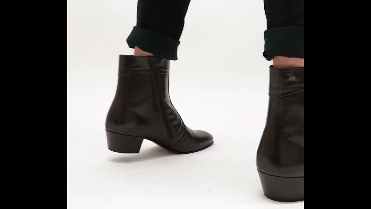 Club Cubano EMMANUEL Mens Smooth Leather Cuban Heel Boots Brown | Shuperb™