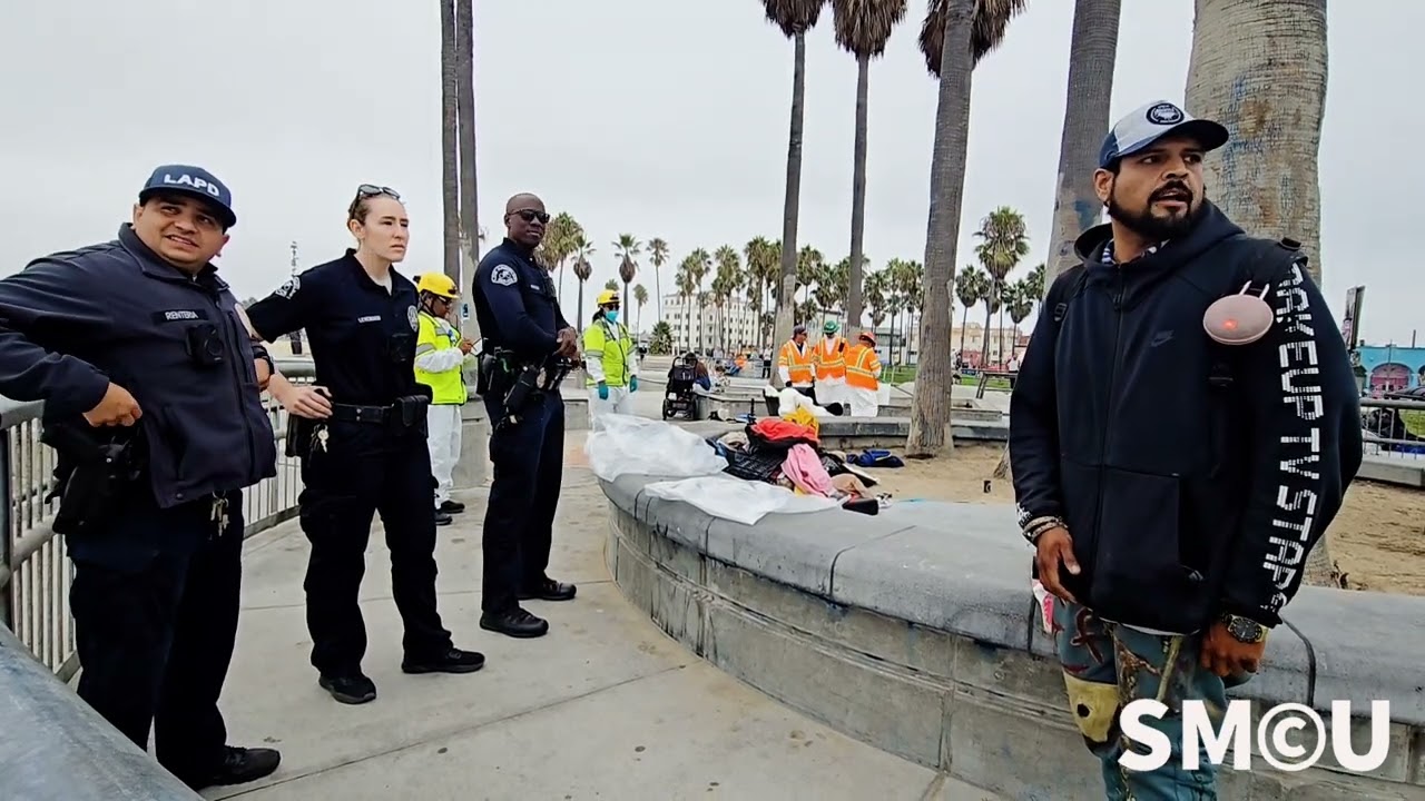 Tensions Rise During Venice Beach Cleanup as Homeless Man Confronts LAPD Over Belongings