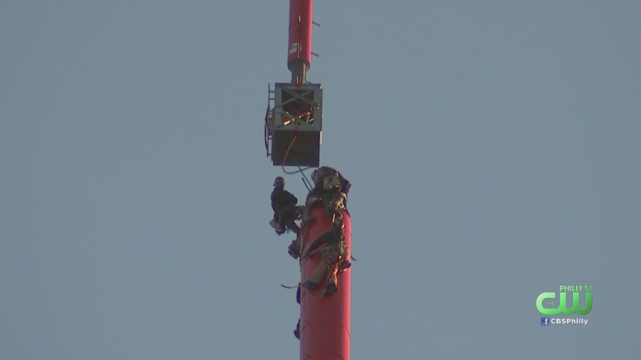 CBS3 Engineering Crews Install New Antennas Atop TV Transmission Tower