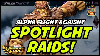 Alpha Flight Playtest! | Spot Light Raids Are NOT Auto Play! | Get Ready Now! | Marvel Strike Force!
