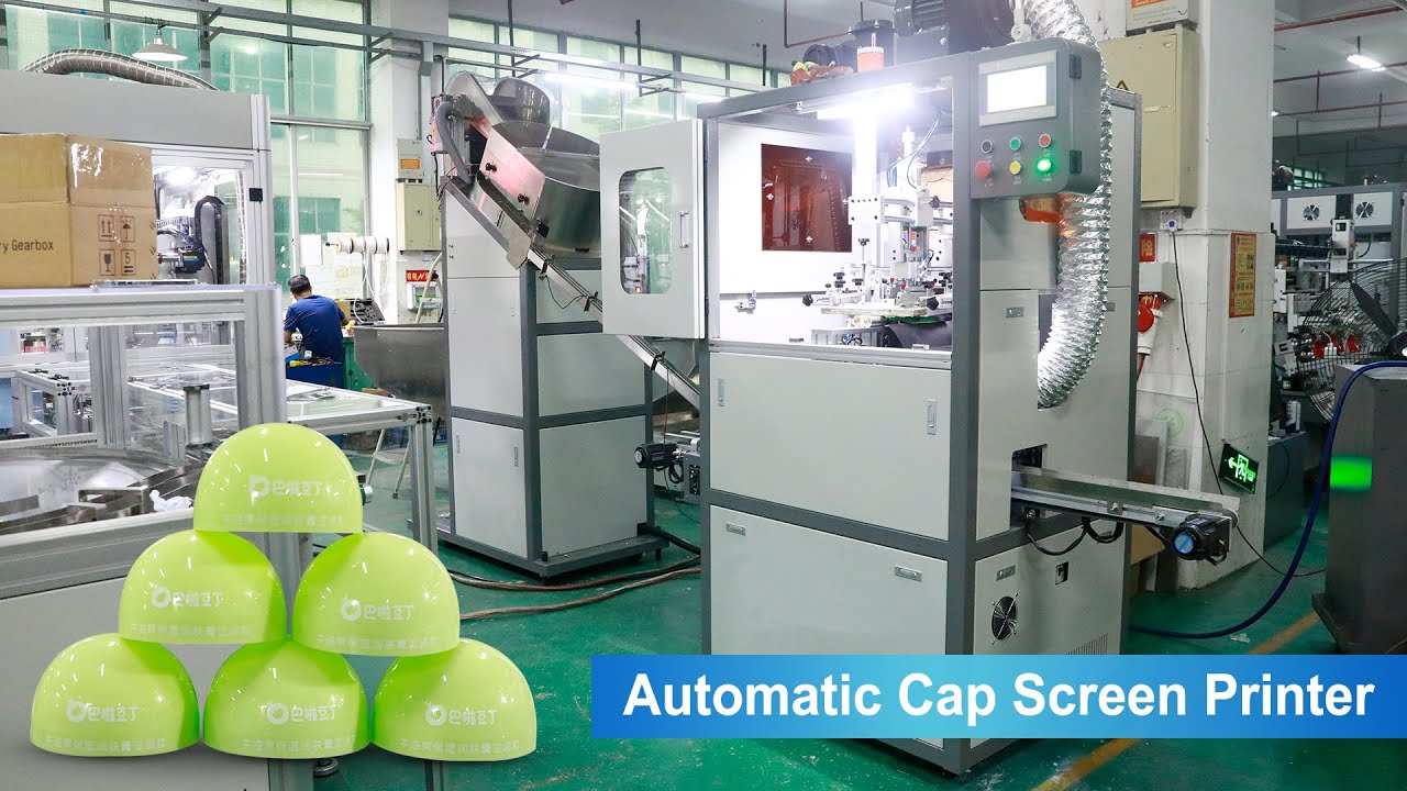 S103 automatic screen printing machine for plastic cap - YouTube