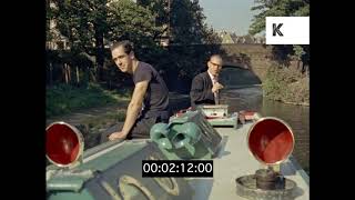 Barge Down the River Thames, 1950s UK, 35mm