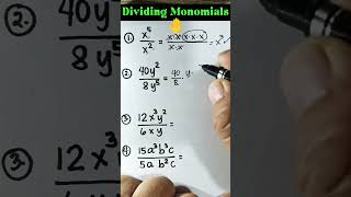 Dividing Monomials, Dividing equations, equations solving tricks #equationsolving #monomials #maths