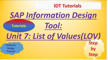 SAP IDT Unit 7 : List of Values: Tutorial