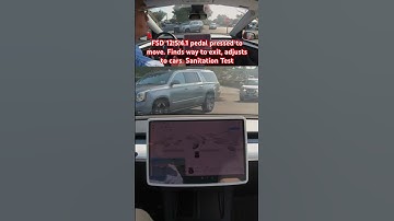 FSD 12.5.4.1 pedal pressed to move. Finds exit and adjusts. Sanitation Test #teslafsd #fsdbeta #fsd