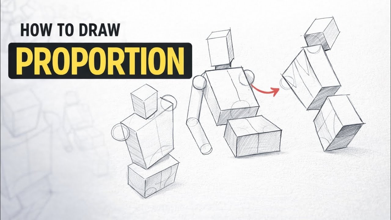 Simple Proportion Drawing Examples How to Draw Proportion for Beginners | Easy Figure Drawing with Shapes ...