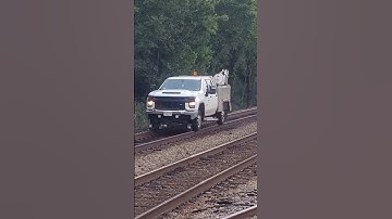 NS Hi-Rail switches from rail to road! #pickuptruck #hirail #chevrolet #2500hd #railroad