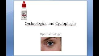 Ophthalmology 579 a Cycloplegics Cycloplegia CycloPentoLate HomAtropine Atropine Uses Eye