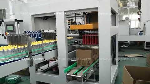 Water bottle cartoning encasing line machine testing process video cartoner machine