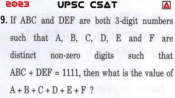 Number System | If ABC and DEF Are Both 3-digit Numbers Such That A, B, C, D, E and F Are Distinct