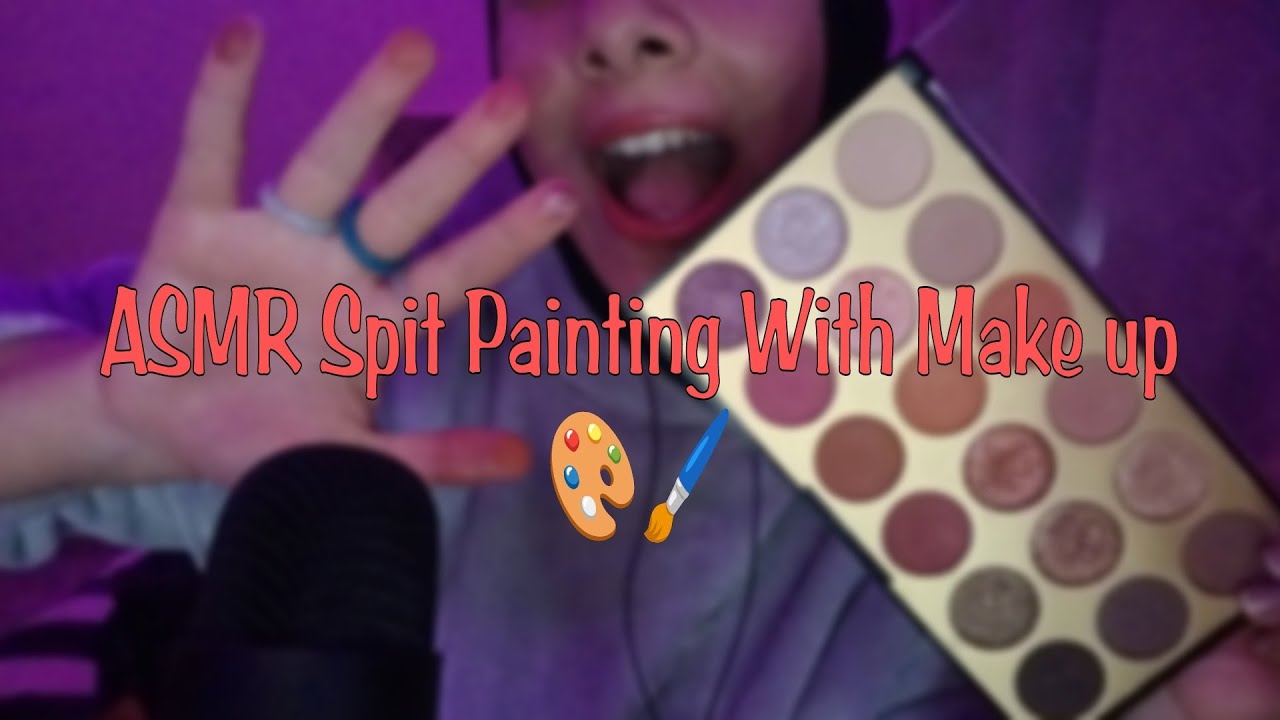 اختك هترسم على وشك/ASMR Spit Painting 👅 with makeup / Arabic ASMR